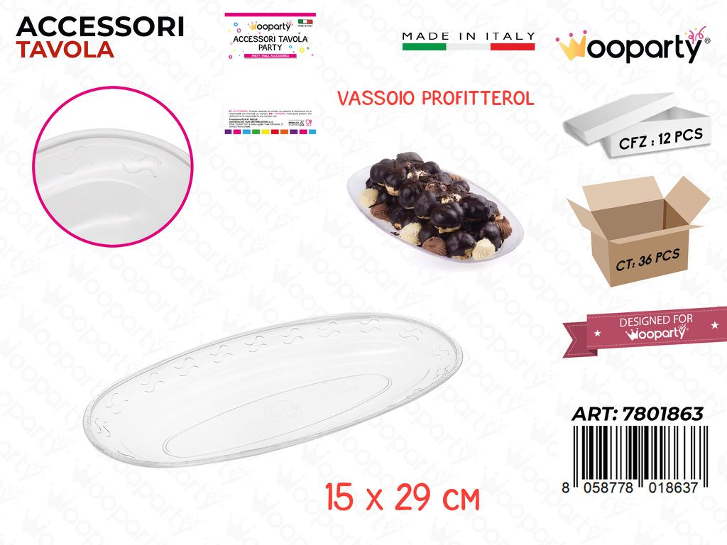 Vassoio Profitterol Trasp. 15*29CM