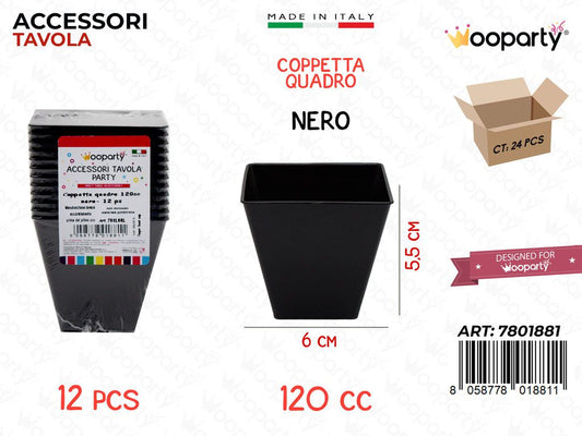 Coppetta Quadro Nero 12PCS 120CC 6*5.5CM