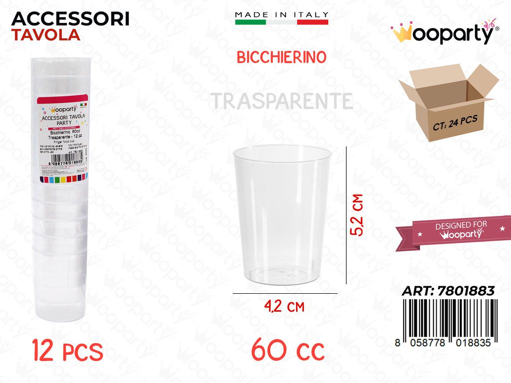 Bicchierino Trasp. 12PCS 60CC 4.2*5.2CM