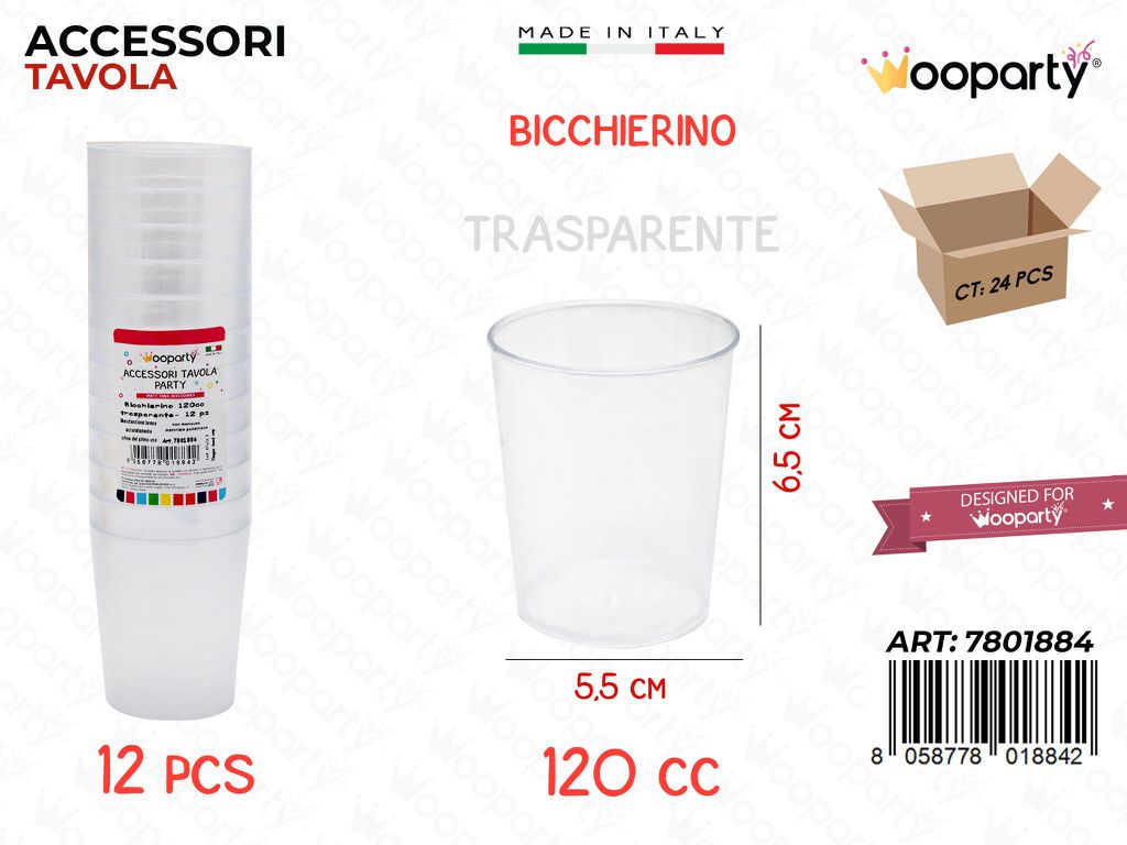 Bicchierino Trasp. 12PCS 120CC 5.5*6.5CM