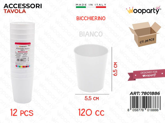 Bicchierino Bianco 12PCS 120CC 5.5*6.5CM