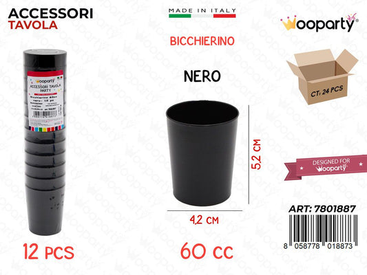 Bicchierino Nero 12PCS 60CC 4.2*5.2CM