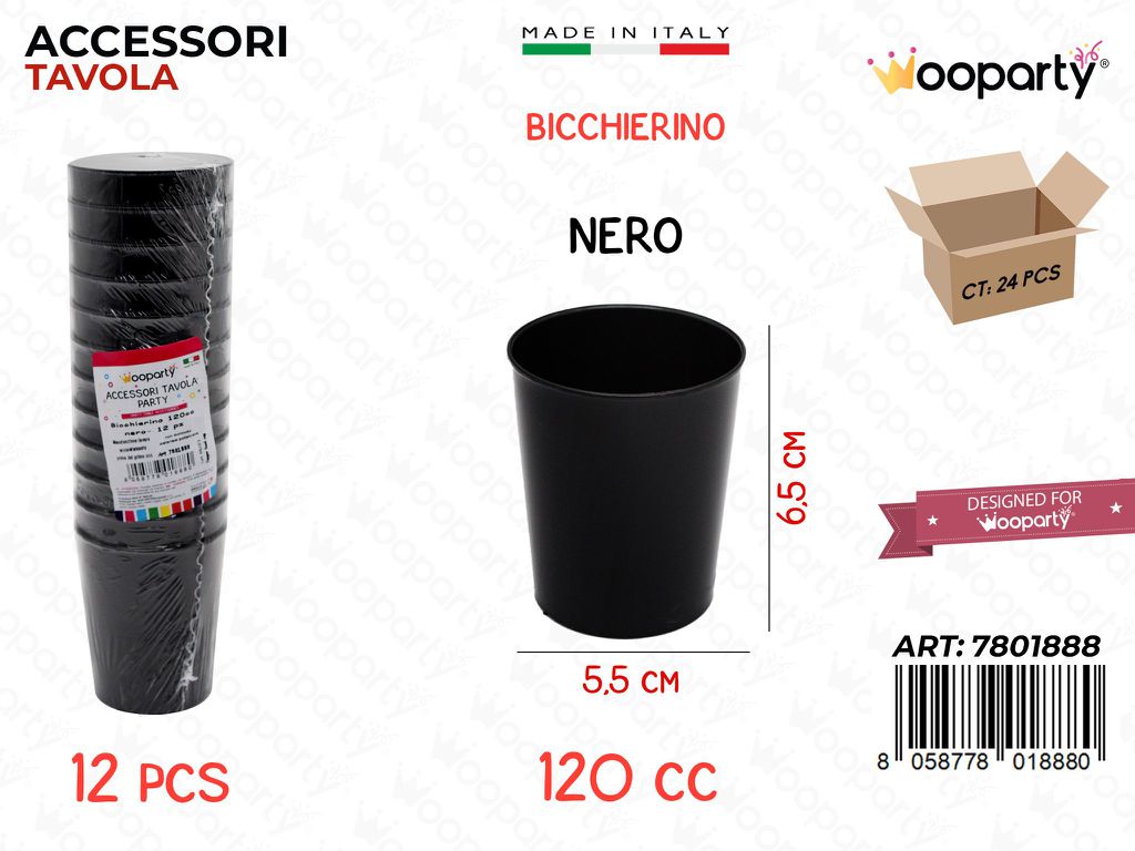 Bicchierino Nero 12PCS 120CC 5.5*6.5CM