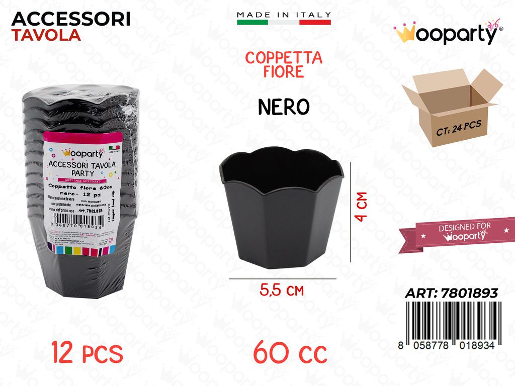 Coppetta Fiore Nero 12PCS 60CC 5.5*4CM