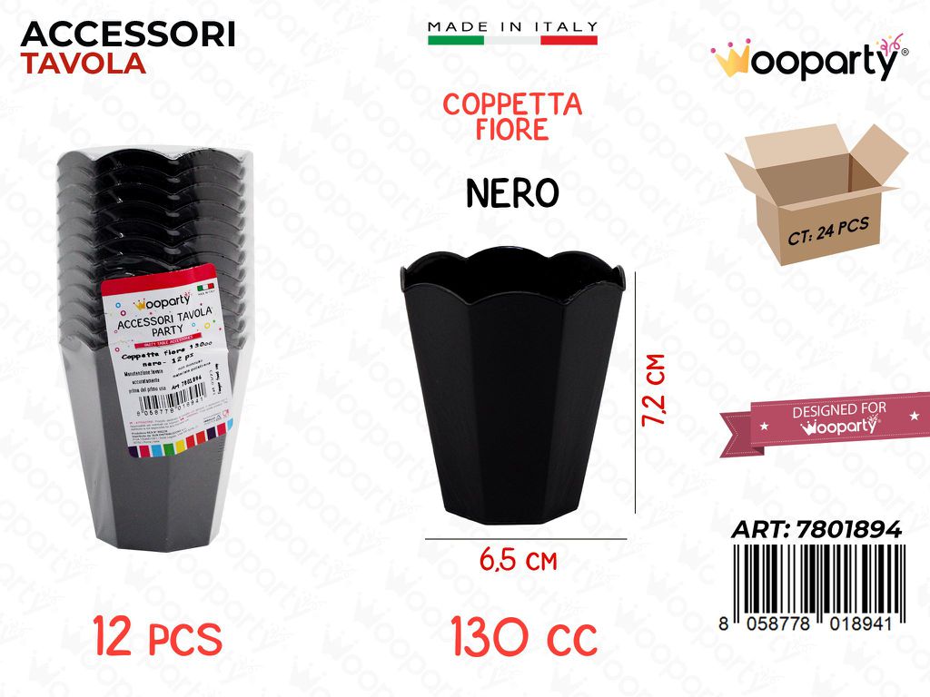 Coppetta Fiore Nero 12PCS 130CC 6.5*7.2CM