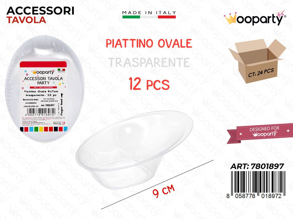 Piattino Ovale Trasp. 12PCS 9CM