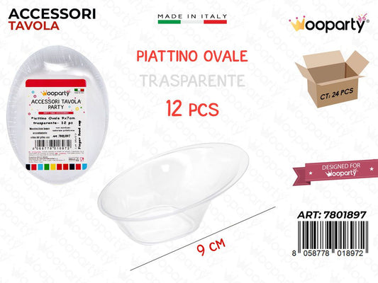 Piattino Ovale Trasp. 12PCS 9CM