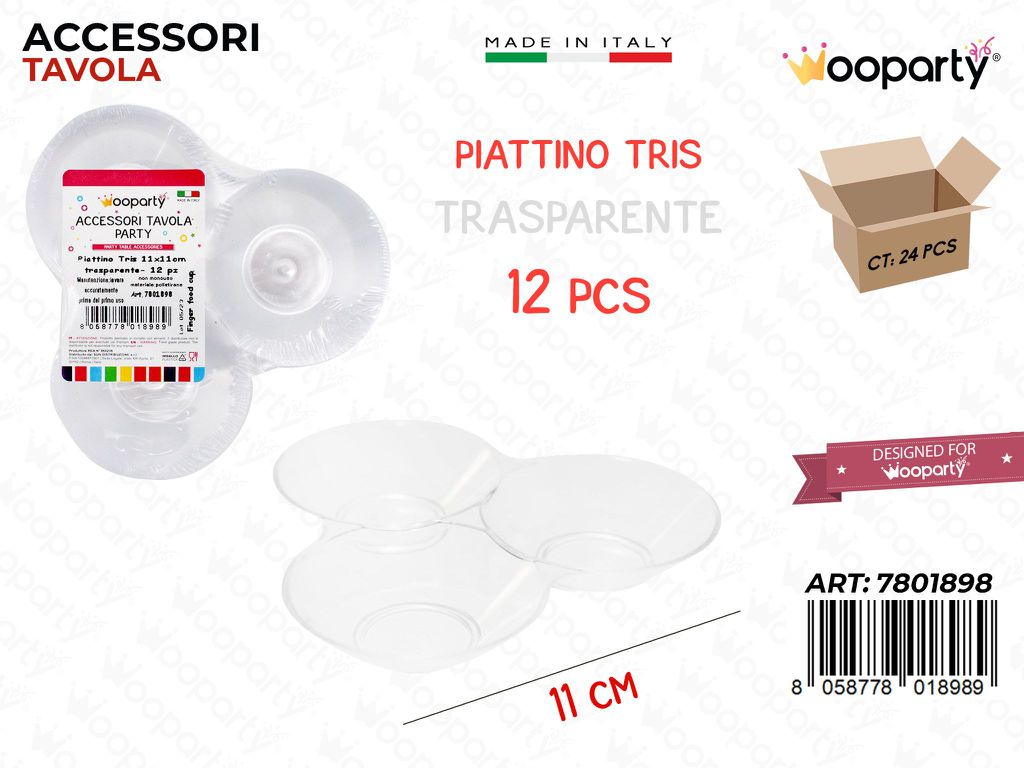 Piattino Tris Trasp. 12PCS 11CM