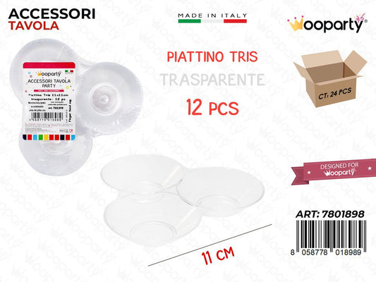 Piattino Tris Trasp. 12PCS 11CM