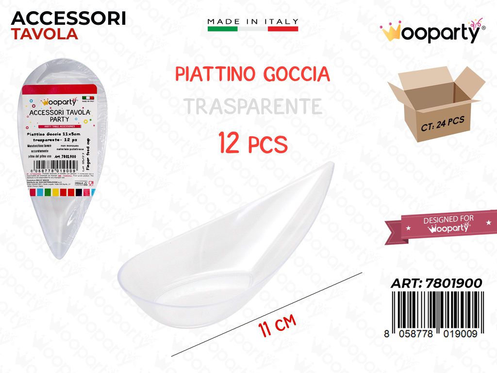 PIATTINO GOCCIA TRASP. 12PCS 11CM /PZ DA 24**