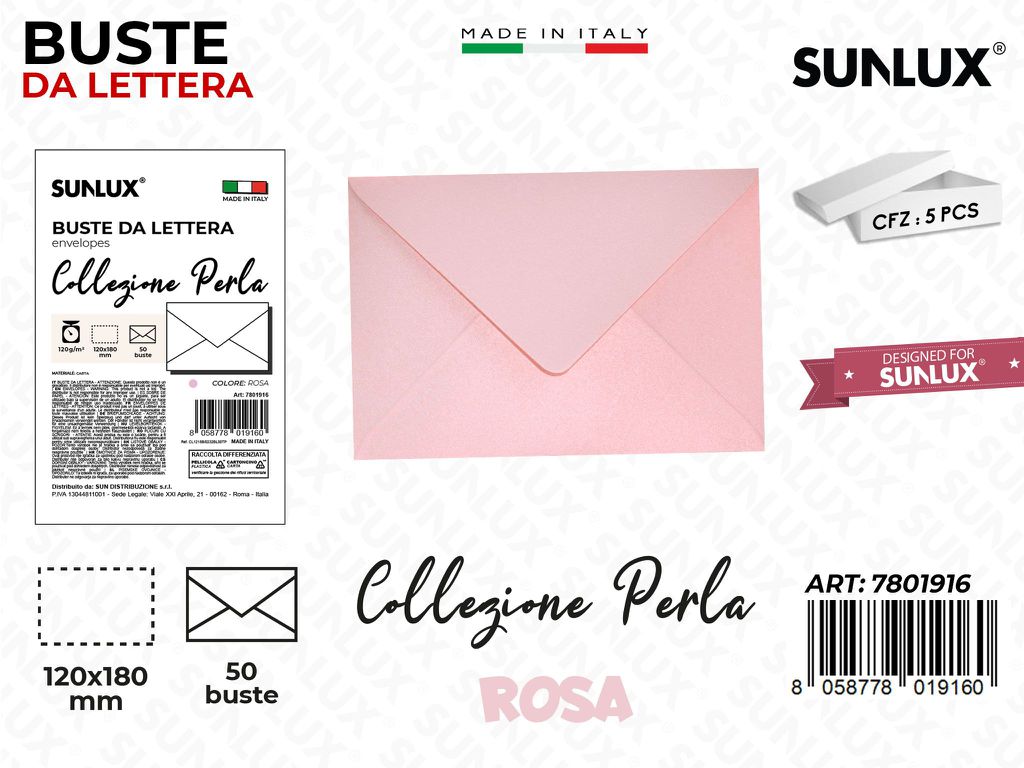 Buste da Lettera Rosa Perla 120*180MM 50PCS