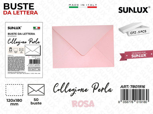 Buste da Lettera Rosa Perla 120*180MM 50PCS