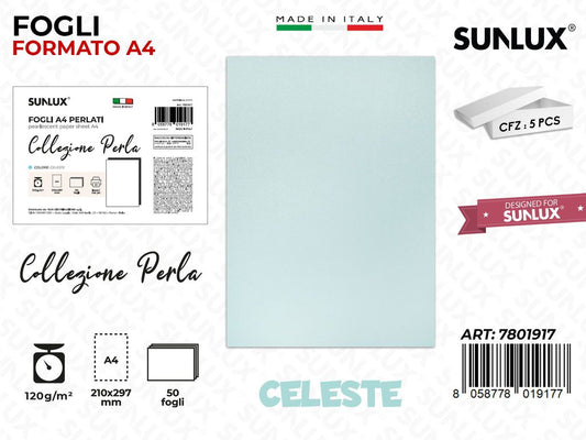Fogli A4 Celeste Perla 50PCS 120GR