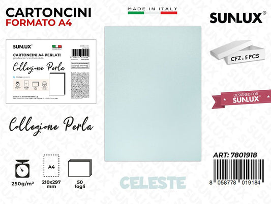 Cartoncini A4 Celeste Perla 50PCS 250GR