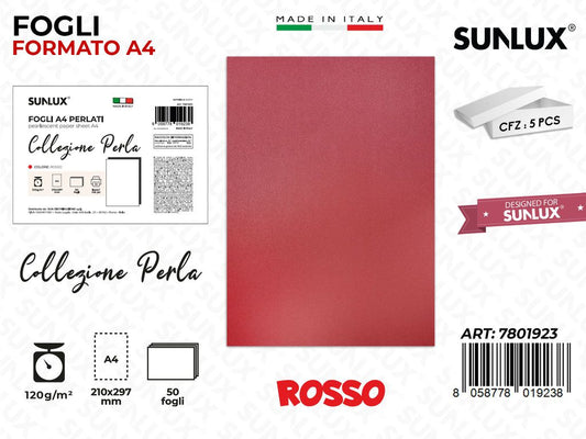 Fogli A4 Rosso Perla 50PCS 120GR