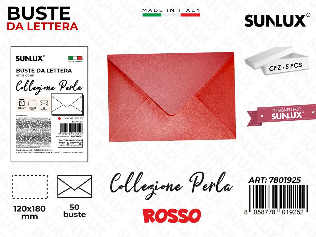 Buste da Lettera Rosso Perla 120*180MM 50PCS