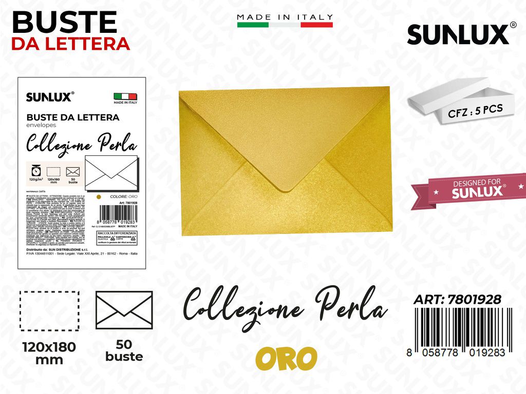 Buste da Lettera Oro Perla 120*180MM 50PCS