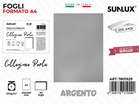Fogli A4 Argento Perla 50PCS 120GR