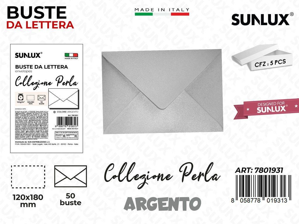 Buste da Lettera Arg. Perla 120*180MM 50PCS