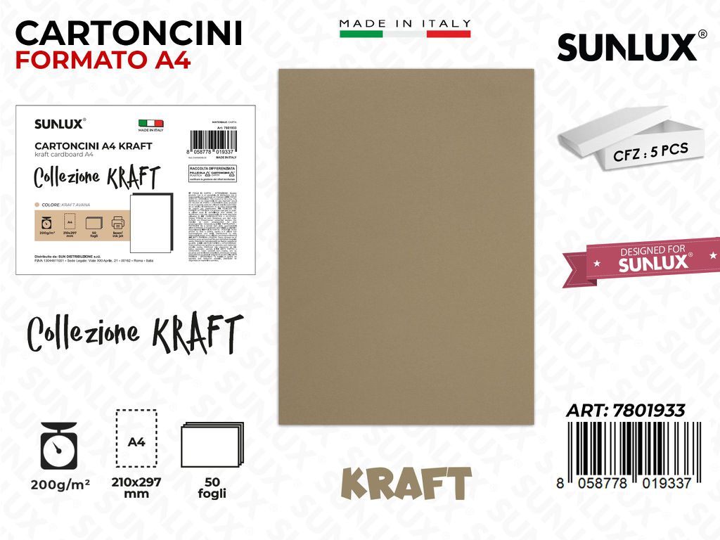 Cartoncini A4 Kraft 50PCS 200GR