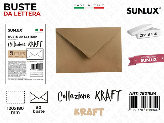 Buste da Lettera Av. Kraft 120*180MM 50PCS