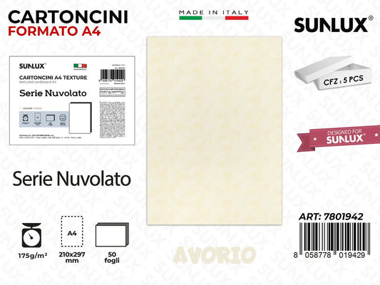 Cartoncini A4 Avorio Nuvolato 50PCS 250GR
