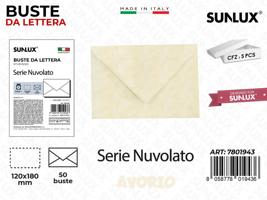 Buste da Lettera Av. Nuvolato 120*180MM 50PCS