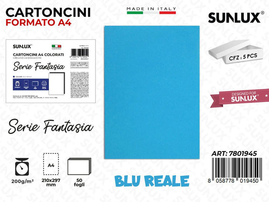 Cartoncini A4 Fant. Blu Reale 50PCS 200GR