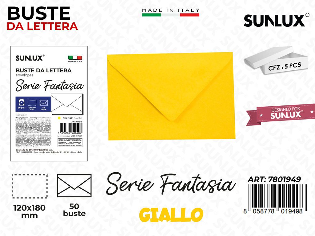 Buste da Lettera Giallo 120*180MM 50PCS