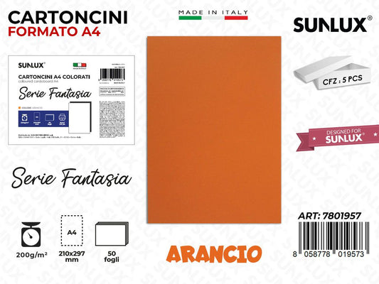 Cartoncini A4 Fant. Arancio 50PCS 200GR