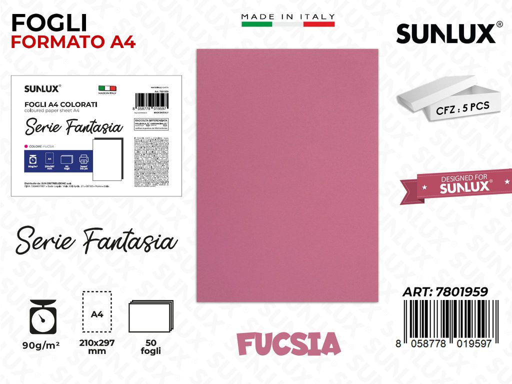 Fogli A4 Fant. Fucsia 50PCS 90GR