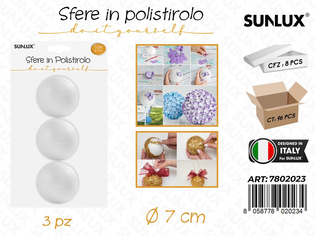 Sfere in Polistirolo 3PCS D.7CM