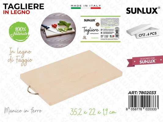 Tagliere in Legno Faggio c/ Manico 35.2*22*1.9CM