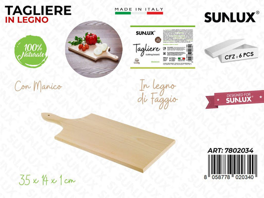 Tagliere in Legno Faggio c/ Manico 35*14*1CM