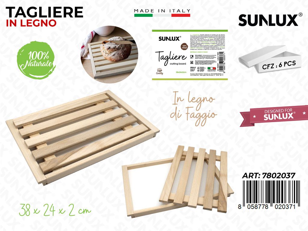 Tagliere Pane in Legno Faggio 38*24*2CM