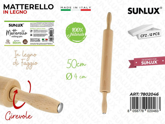Mattarello Girevole in Legno Faggio D.4*50CM