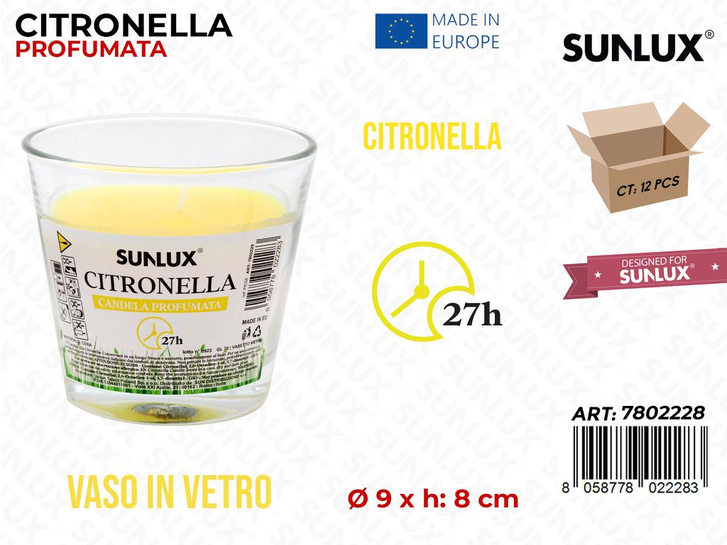 Citronella Profumata in Vetro 27H 9*8CM