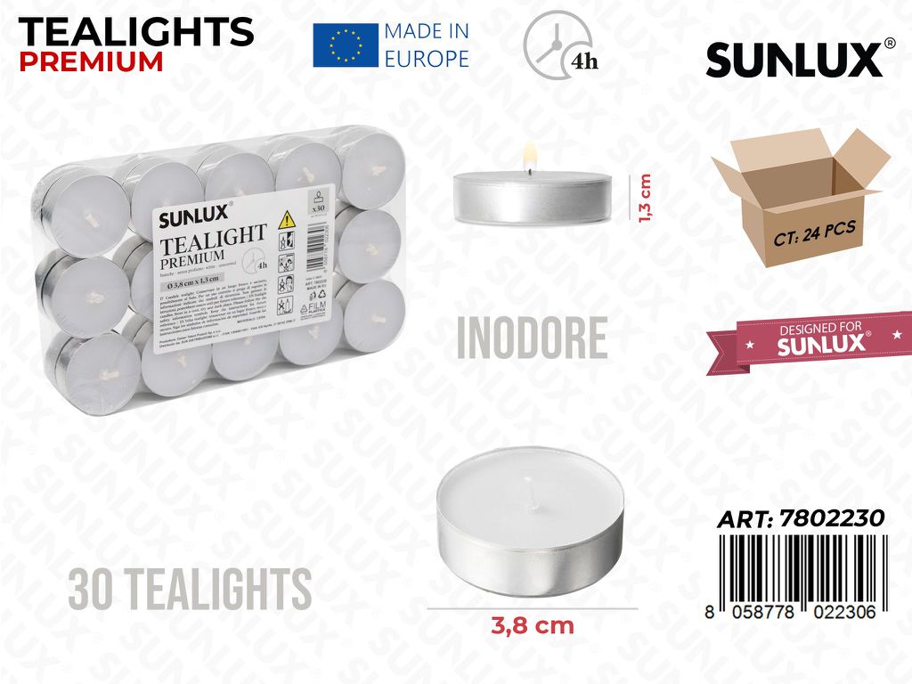 Tealights Inodore 30PCS 4H 1.3CM