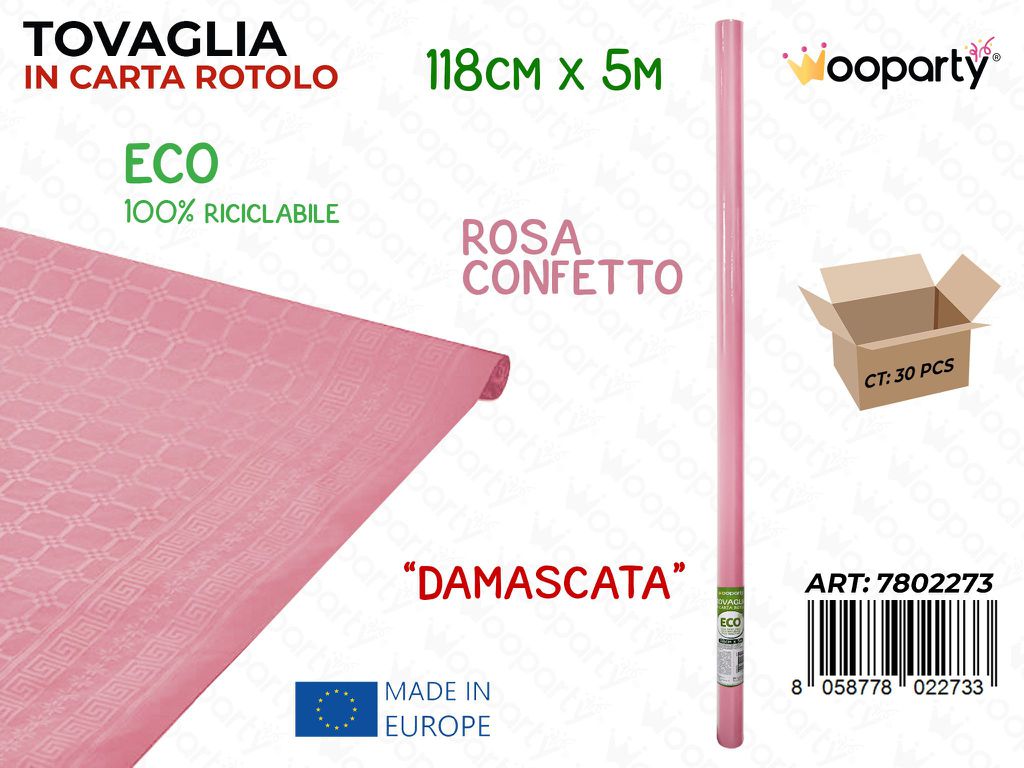 ROT. TOVAGLIA DAMAS. ROSA CONF. 118CM*5MT /PZ DA 16**
