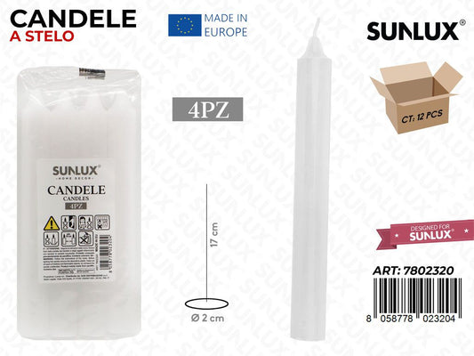 Candele a Stelo Bianco 4PCS 2*17CM