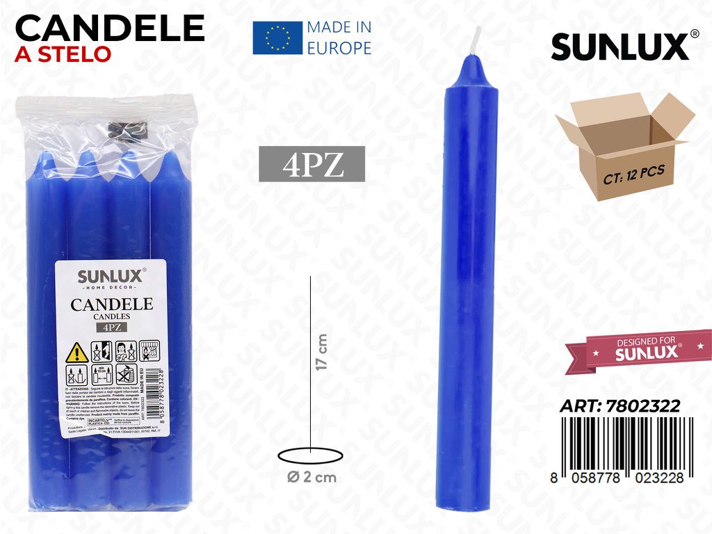 Candele a Stelo Blu 4PCS 2*17CM