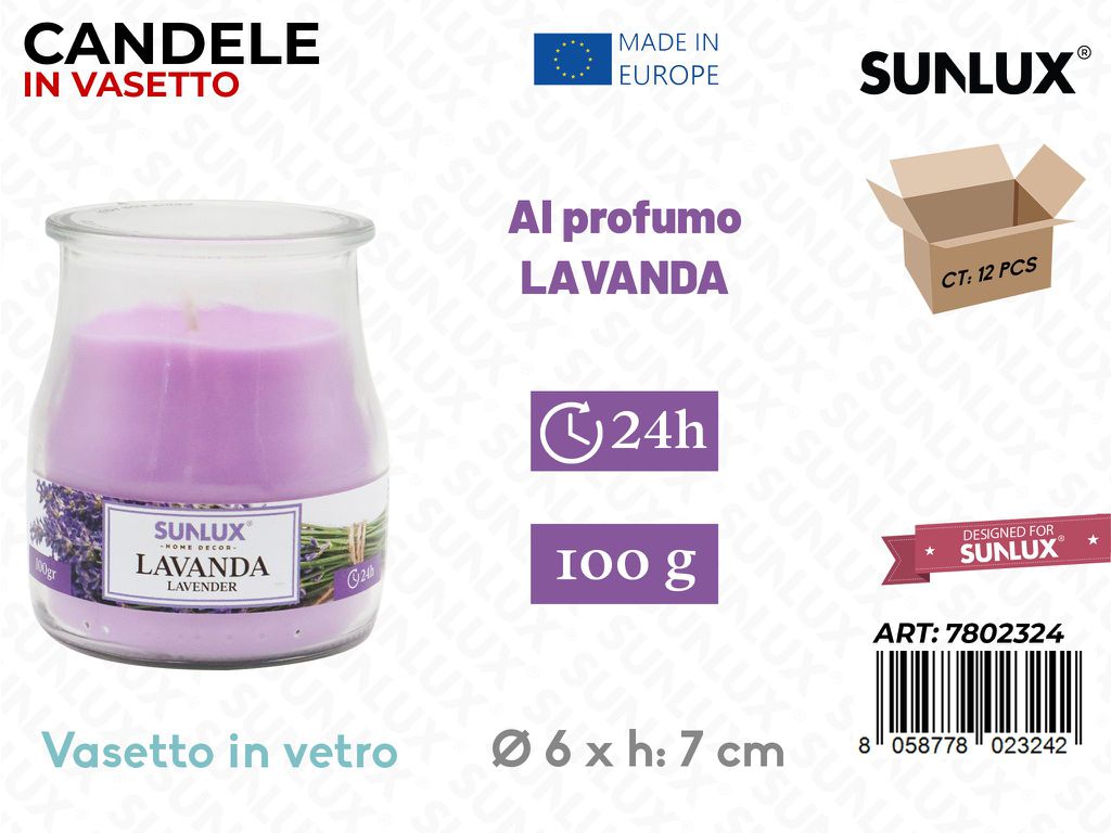 Candele in Vasetto Lavanda 100GR 24H 6*7CM