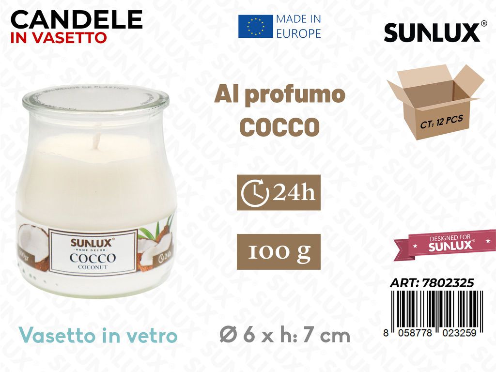 Candele in Vasetto Cocco 100GR 24H 6*7CM