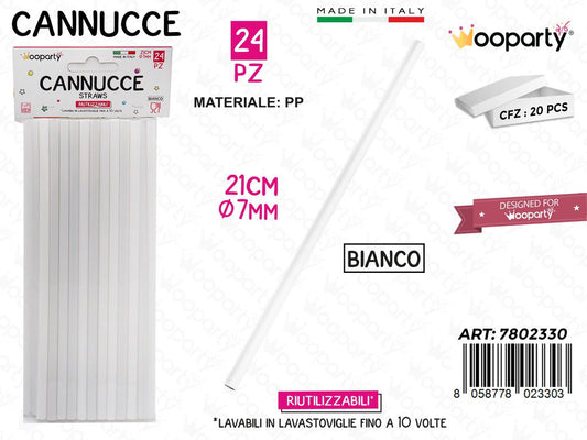 Cannucce in Pp Bianco Riut. 24PCS 7MM*21CM