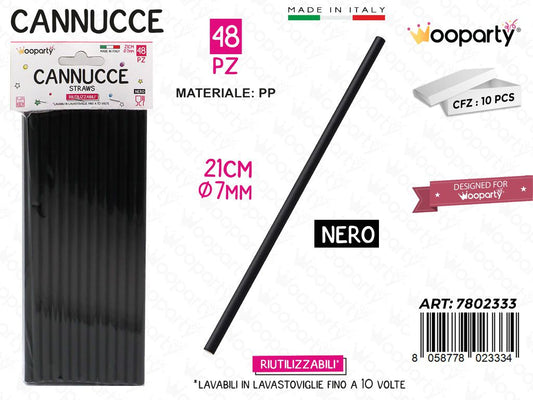 Cannucce in Pp Nero Riut. 48PCS 7MM*21CM