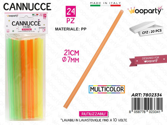 Cannucce in Pp Multicolor Riut. 24PCS 7MM*21CM