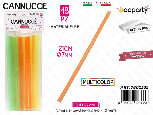 Cannucce in Pp Multicolor Riut. 48PCS 7MM*21CM