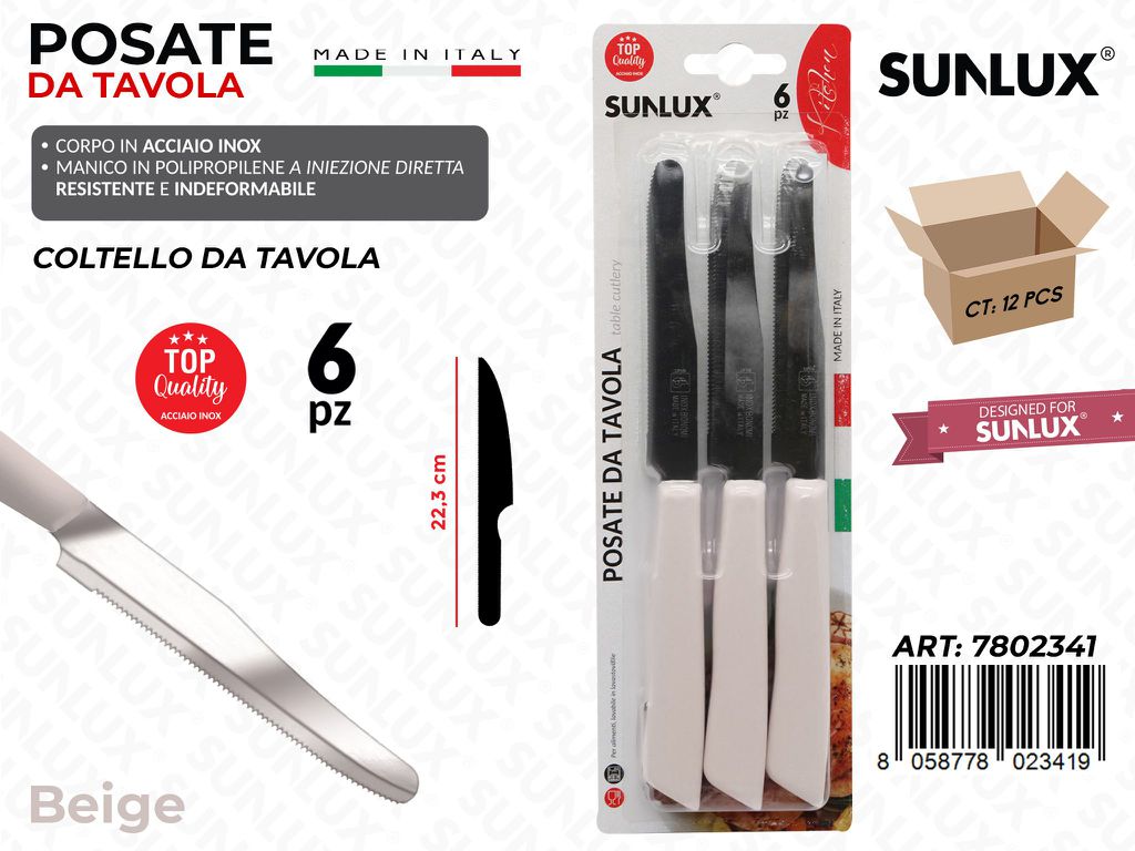 Coltello Tavola Beige Acc.inox 6PCS