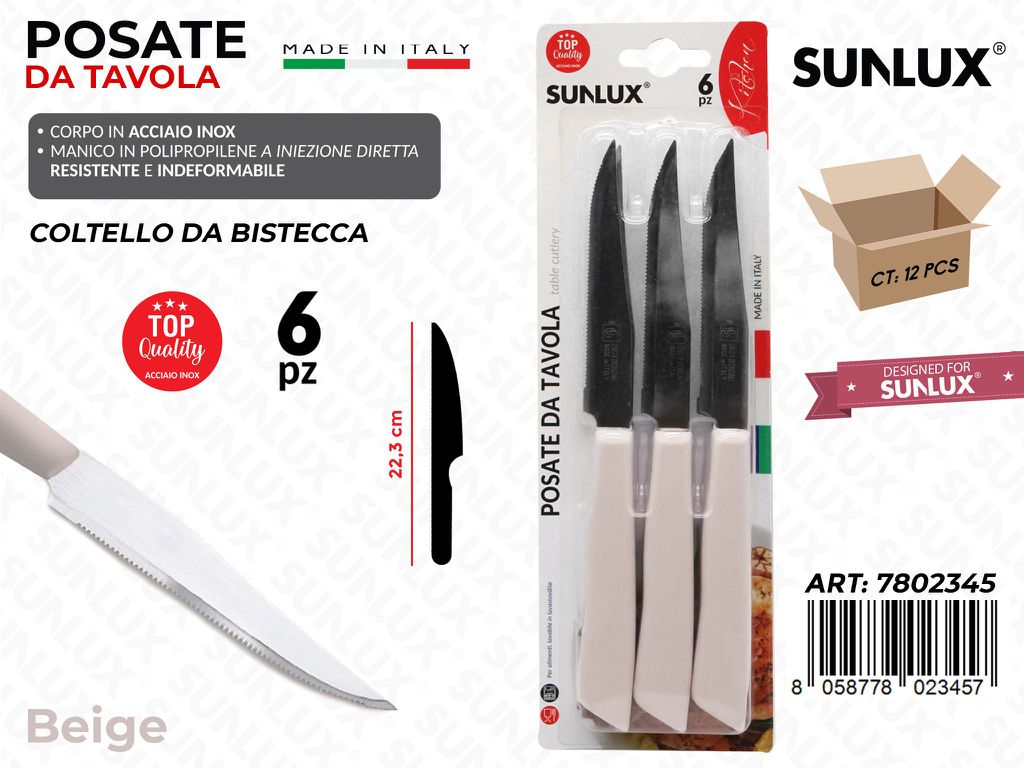 Coltello Bistecca Beige Acc.inox 6PCS