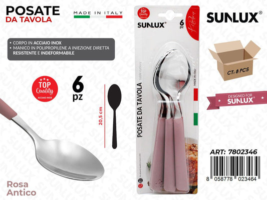 Cucchiaio Tavola Rosa Ant. Acc.inox 6PCS